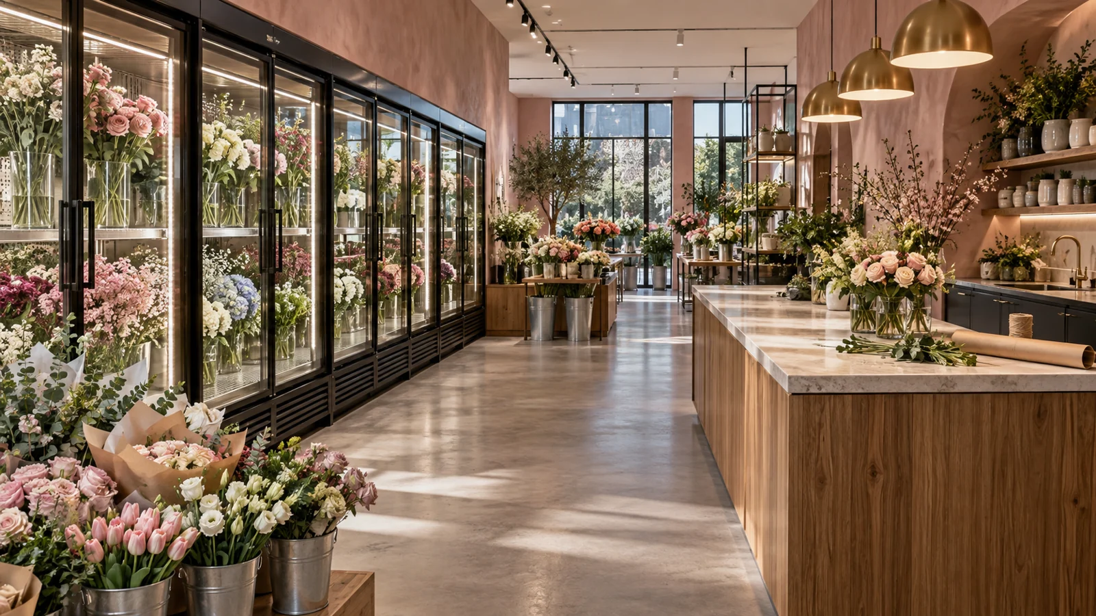 花艺门店：花束与切花展示应用方案示意